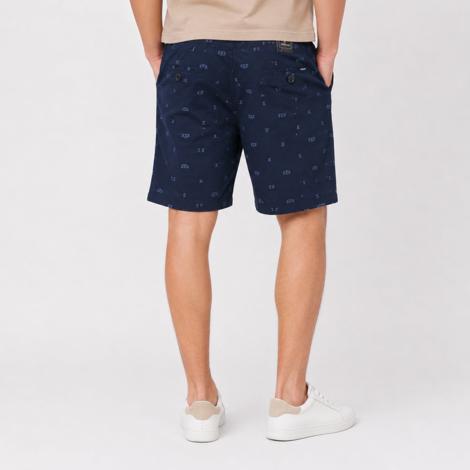 Men's Navy Blue Printed Casual Shorts-1