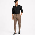 Men's Dark Brown Tailored Slim Fit Formal Trousers | Flat-Front Office Wear Pants-1