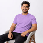 Men's Lavender Solid Casual T-Shirt-2