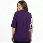 Women's Purple Printed Casual Shirt Top-4