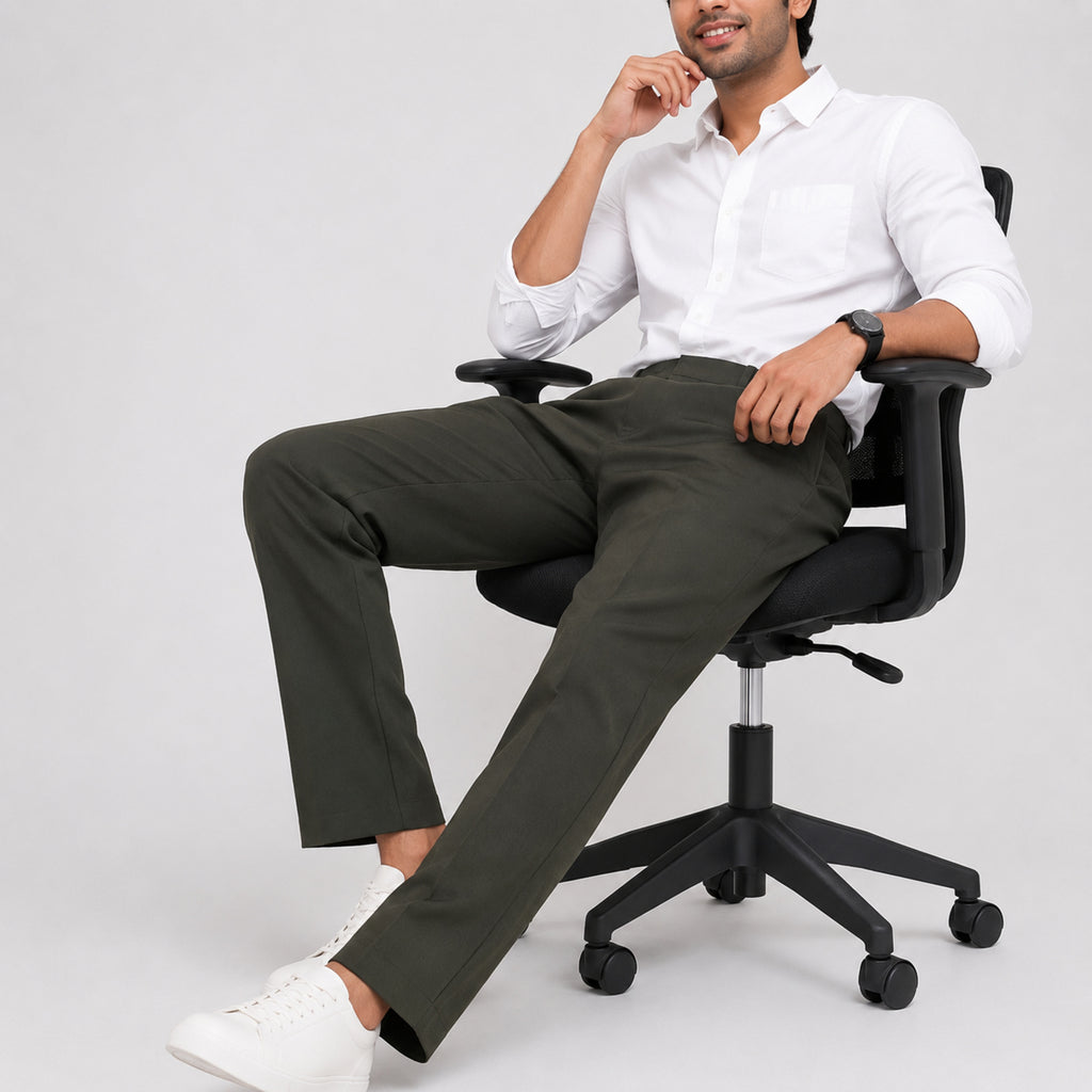Men's Walnut Brown Executive Slim Fit Formal Trousers-1
