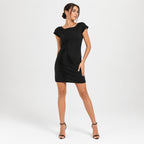 Elegant Black Embellished Bodycon Mini Dress for Women-1