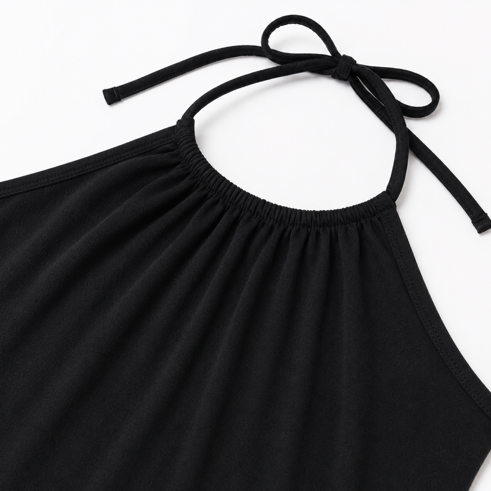 Women's Black Halter Neck Midi Dress | Sleeveless A-Line Solid Casual & Party Dress-4