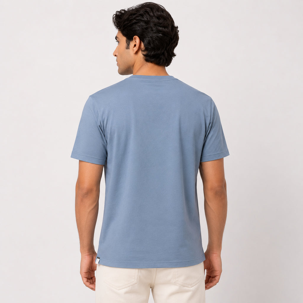 Men's Light Blue Graphic Printed Crew Neck T-Shirt-1