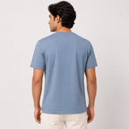 Men's Light Blue Graphic Printed Crew Neck T-Shirt-1
