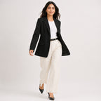 Women's Black Formal Office Wear Blazer | Classic Single-Breasted Business Jacket for Professional Style-2