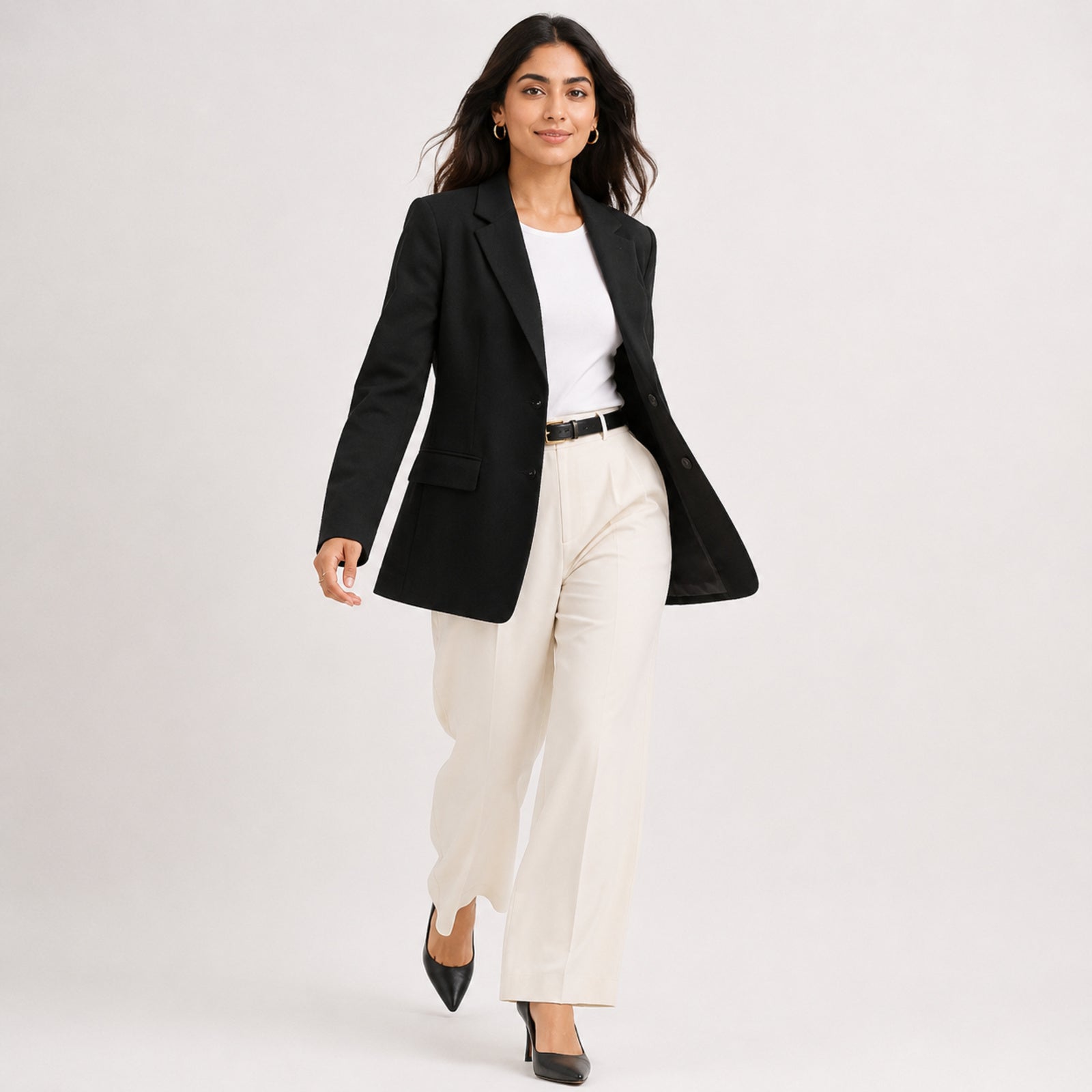 Women's Black Formal Office Wear Blazer | Classic Single-Breasted Business Jacket for Professional Style-2