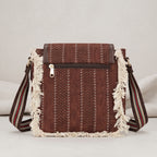 Women's Red Textured Fringe Crossbody Sling Bag with Adjustable Strap-3