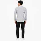 Men's Grey Mandarin Collar Full Sleeve Shirt | Minimal Smart Casual Shirt-4
