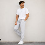 Men's White Pinstripe Relaxed Fit Lounge Trousers-2