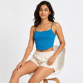 Women's Teal Spaghetti Strap Crop Cami Top | Soft Stretch Casual Essential-1