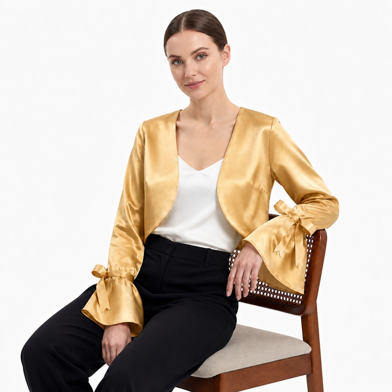 Golden Elegance Cropped Shrug Top-3