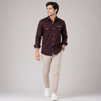 Men's Vintage Wine Utility Pocket Casual Shirt-3