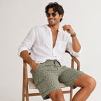 Men's Green Printed Cargo Shorts | Casual Multi-Pocket Summer Shorts for Men-4