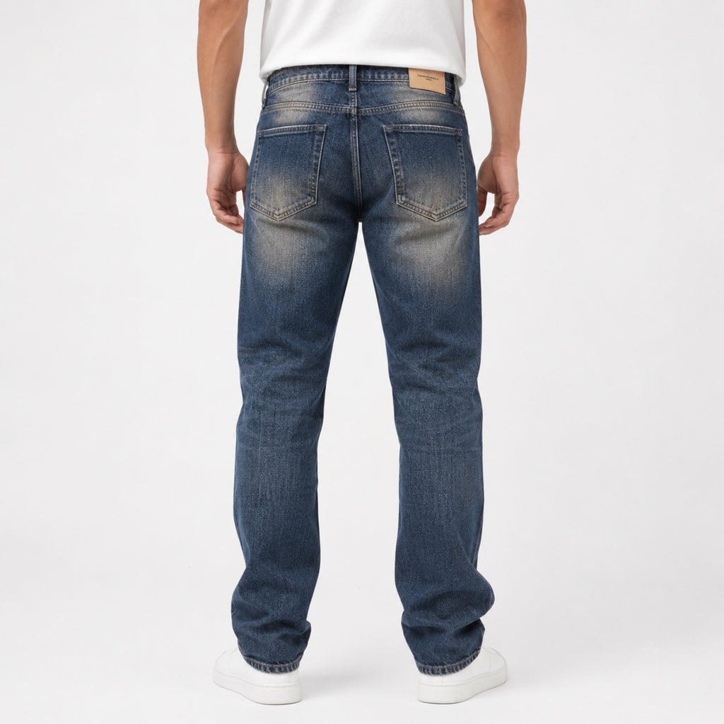 Men's Brown Vintage Washed Straight Fit Denim Jeans-4
