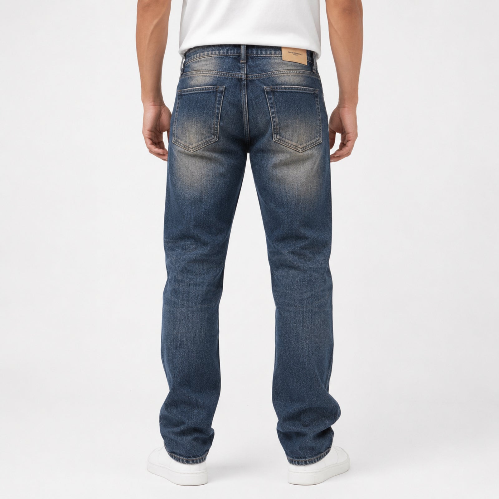 Men's Brown Vintage Washed Straight Fit Denim Jeans-4