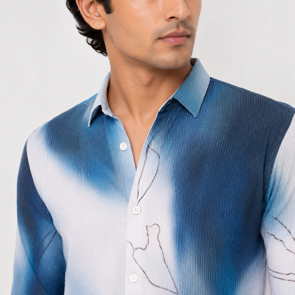 Men's Teal Abstract Print Half Sleeve Casual Shirt-3