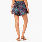 Women's Navy Blue Paisley Printed Drawstring Casual Shorts | Relaxed Fit Summer Shorts-4