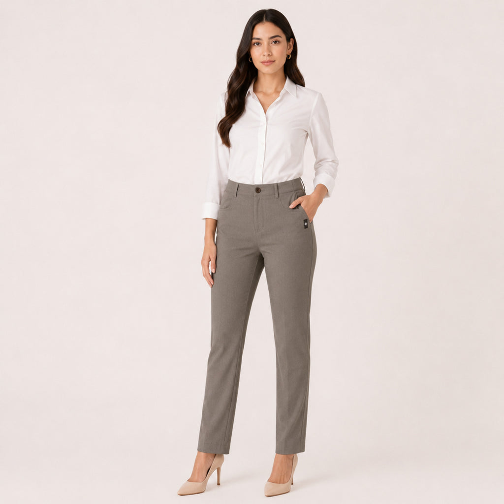 Women's Sleek Grey Tailored Formal Executive Trousers-1