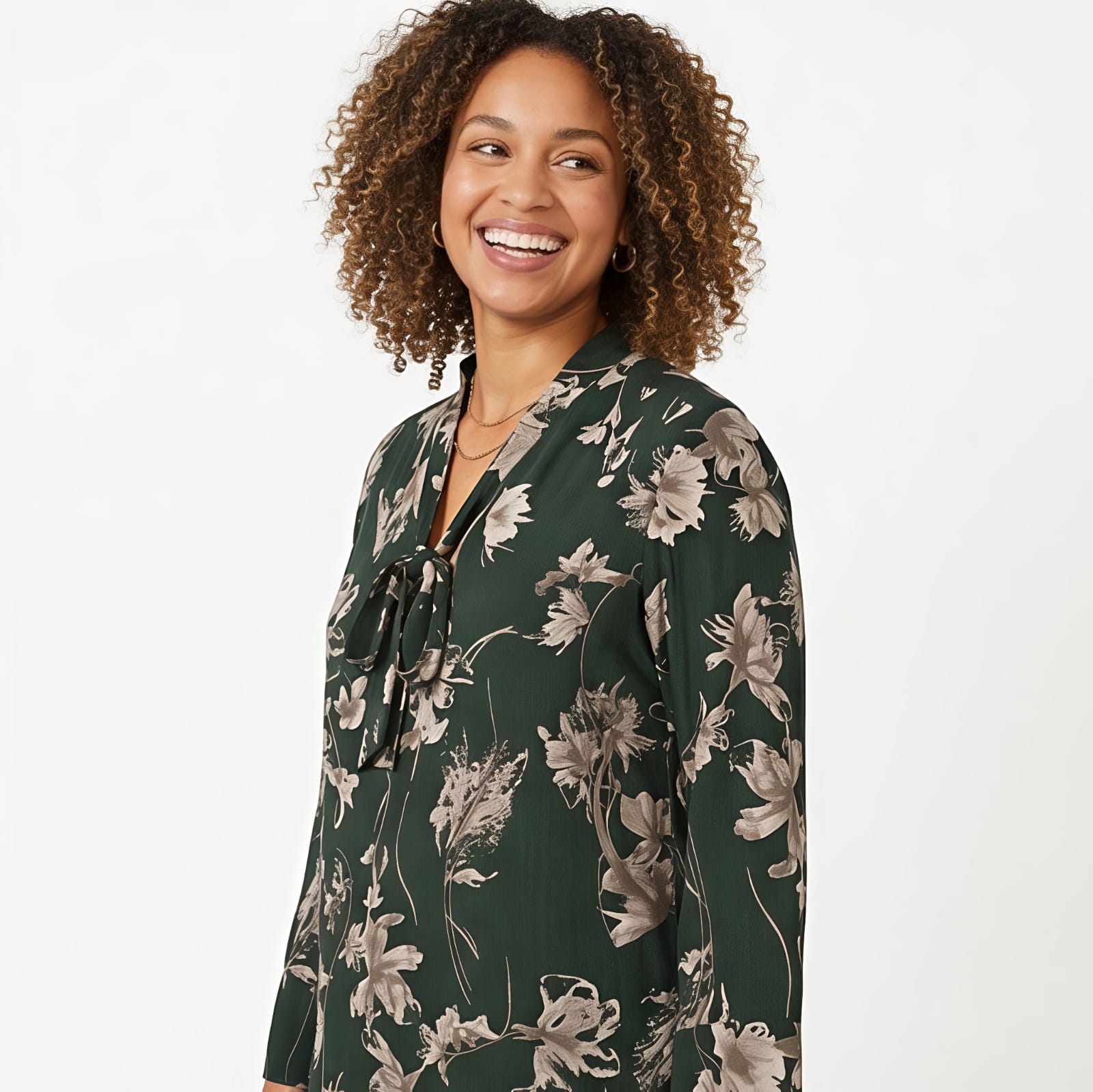 Midnight Garden Floral Tie-Neck Women's Top-1