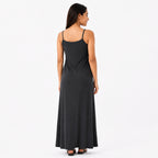 Women's Black Spaghetti Strap Flowy Maxi Dress-4