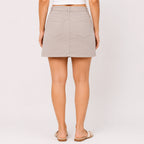 Women's Beige Solid Mini Skirt-3