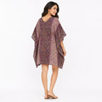 Women's Pink Paisley Border Print Short Kaftan Dress-4