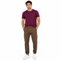 Men's Brown Utility Cargo Jogger Pants with Elastic Cuffs-1