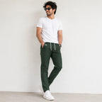 Men's Black Urban Drawstring Smart Casual Trousers-1