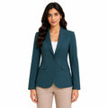 Women's Dark Green Single-Button Formal Blazer-1