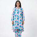 Women's Pastel Floral Printed Co-Ord Set with High-Low Kurta-1