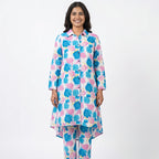 Women's Pastel Floral Printed Co-Ord Set with High-Low Kurta-1