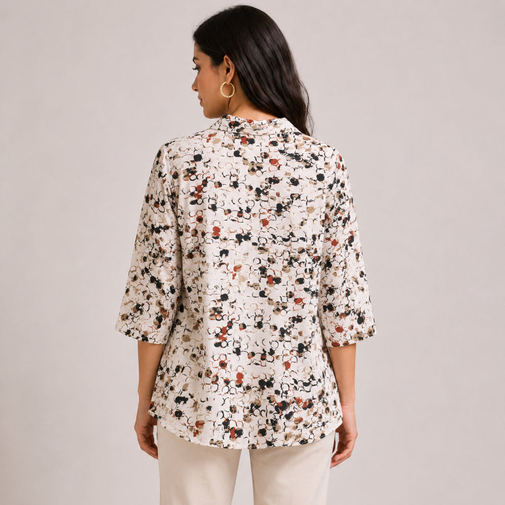 Women's Elegant Abstract Geometric Circle Print High-Low Tunic Top-4