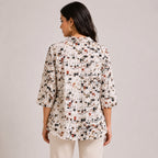 Women's Elegant Abstract Geometric Circle Print High-Low Tunic Top-4