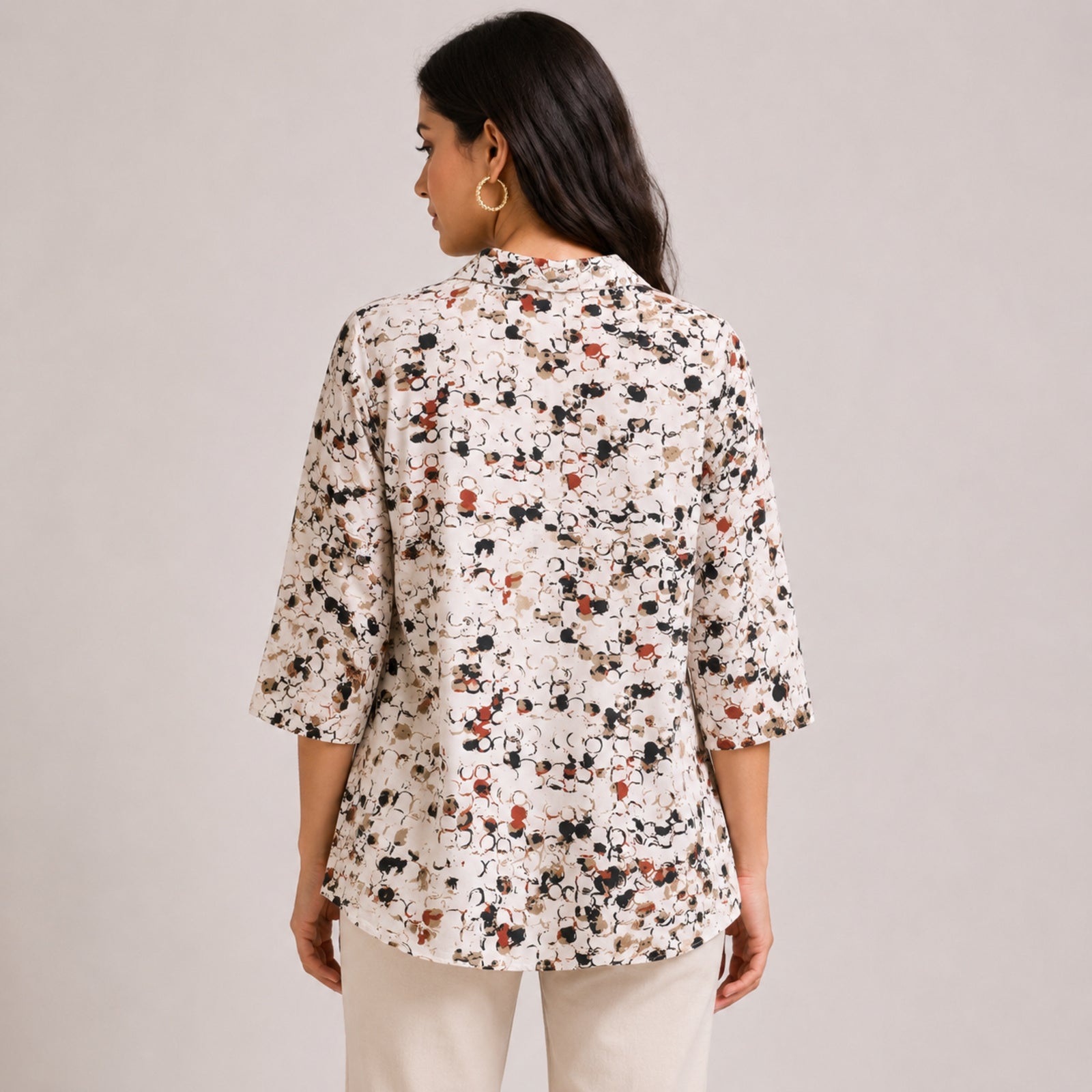 Women's Elegant Abstract Geometric Circle Print High-Low Tunic Top-4