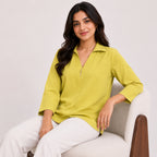 Women's Vivid Lime Parrot Green Muscle Tee with Architectural Padded Shoulders-2