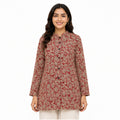 Women's Red & Beige Printed Jacket Full Sleeve Ethnic Jacket with Mandarin Collar-1