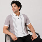 Men's Riviera White Vertical Stripe Polo T-Shirt-2