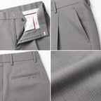 Men's Light Grey Checked Slim Fit Formal Trousers | Tailored Office Wear Pants-3