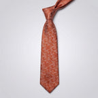 Men's Luxury Mosaic-Patterned Orange Silk Formal Necktie-1
