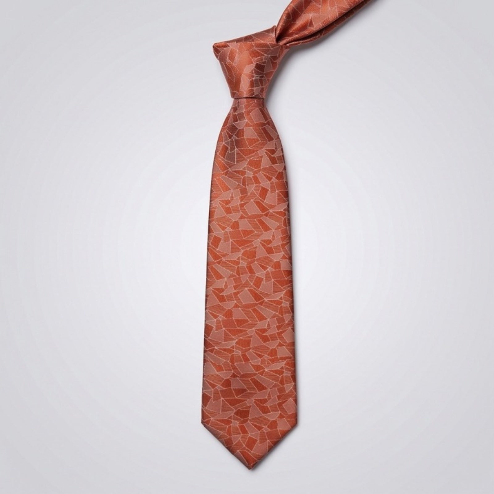Men's Luxury Mosaic-Patterned Orange Silk Formal Necktie-1