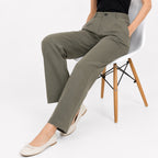 Women's Olive Whisper Tailored Trousers-3
