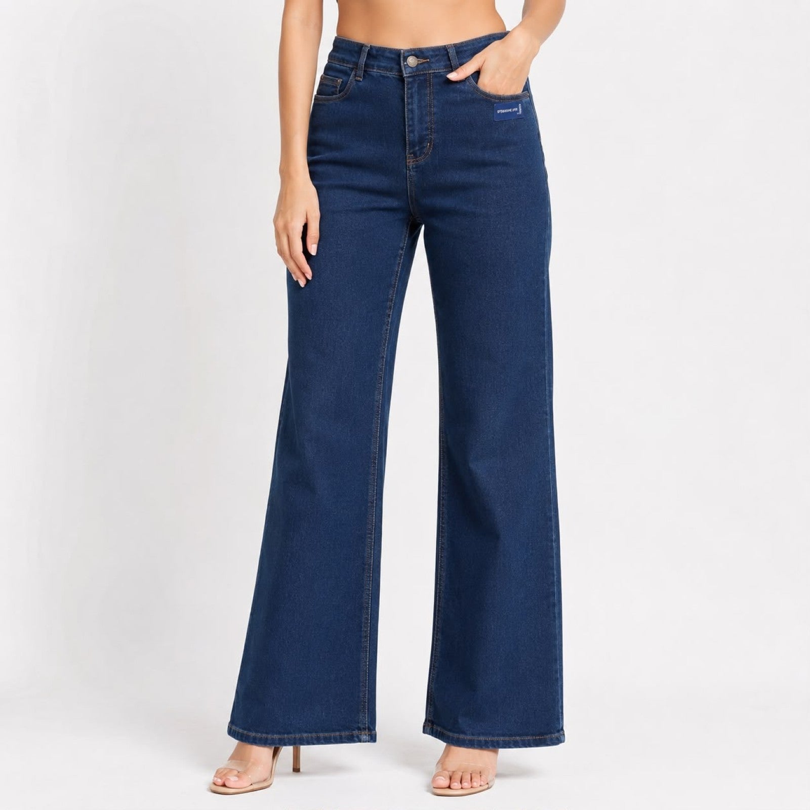 Women's Blue High Waist Wide Leg Jeans | Stylish Relaxed Fit Denim Pants for Casual Everyday Fashion-1