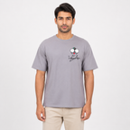 Men's Smoke Grey Cartoon Graphic Oversized T-Shirt-4