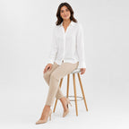 Women's White Collared Full Sleeve Button-Down Shirt | Classic Formal Casual Top-3