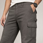Men's Dark Grey Utility Cargo Straight Fit Pants-3