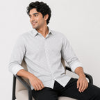 Men's Luxe White Geometric Print Formal Shirt-2