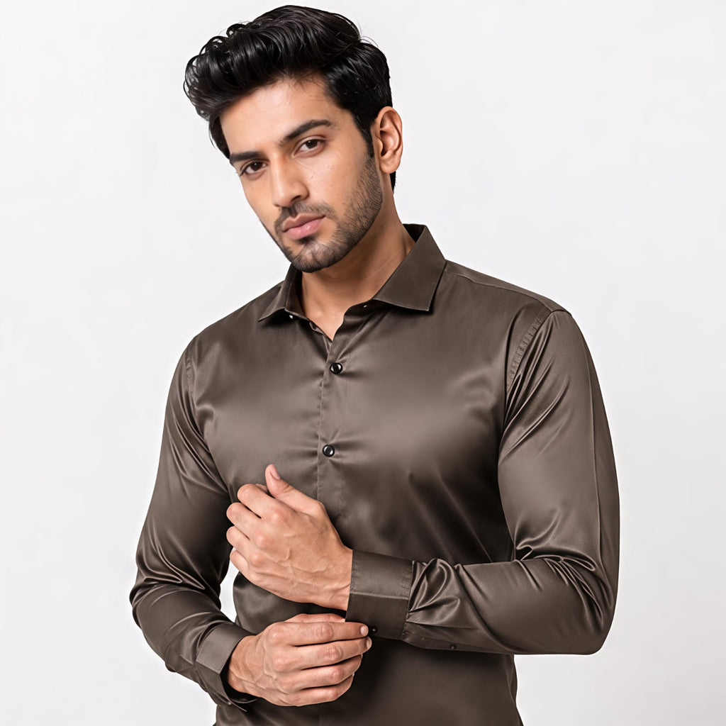 Men's Golden Luxe Satin Formal Shirt-3