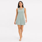Women's Silver Sleeveless A-Line Mini Dress with Cut-Out Neckline-1