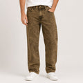 Men's Faded Yellow Vintage Wash Straight Fit Denim Jeans-4